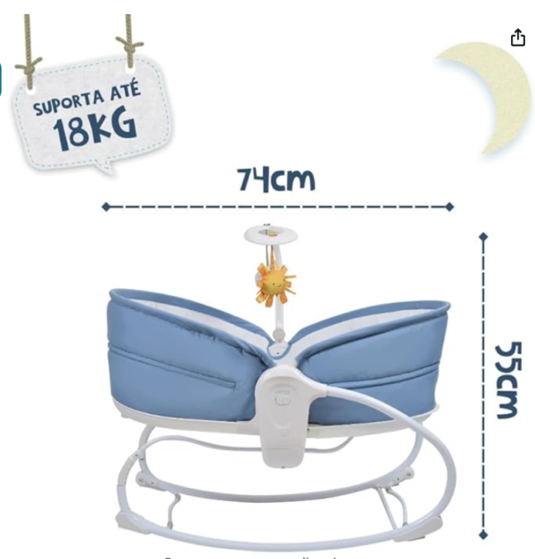 Cadeira Moisés Aconchego com Vibração e Canções de Ninar, (Suporta até 18kg) - Image 2